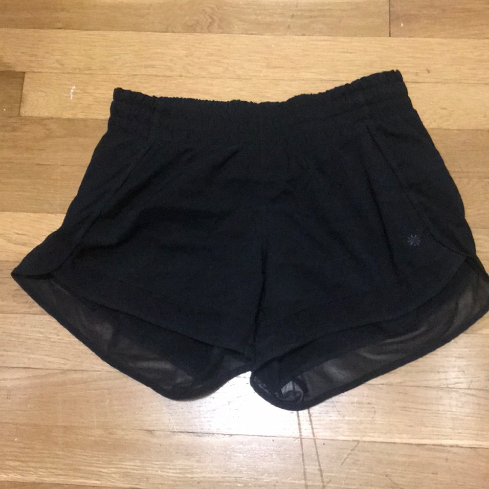 Athleta mesh detail black athletic shorts